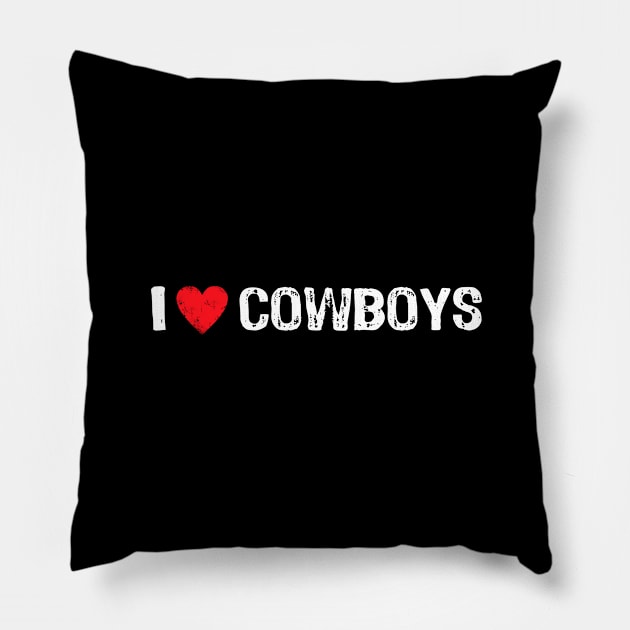 I Love Cowboys Pillow by Yasna