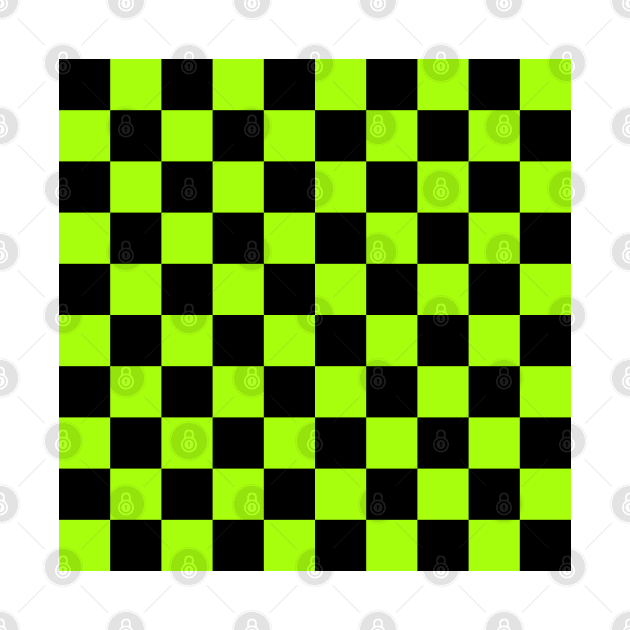 Checkered Square Seamless Pattern - Black & Yellow Green by DesignWood Atelier