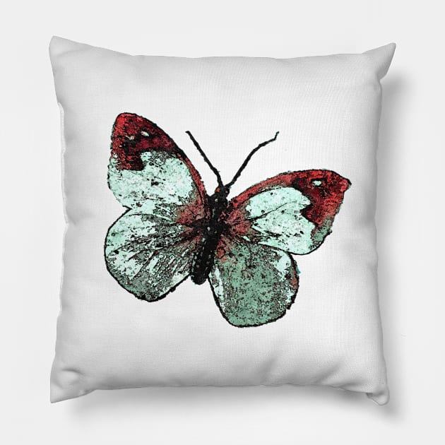 Painted White and Red Butterfly Garden Pillow by oknoki