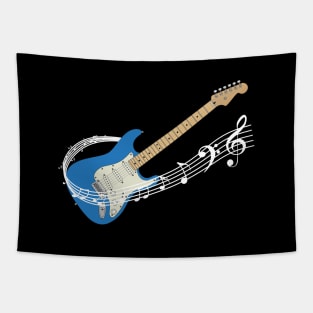 Music Staff Lake Placid Blue Electric Guitar Tapestry