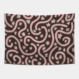 Cute Pink Worms Tapestry