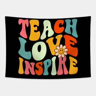 Teach Love Inspire Bach to School Teacher Women Groovy Tapestry