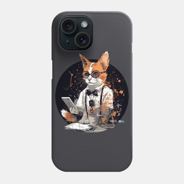 Retrofuturistic Cat is at the Lab Again (=｀ω´=) Phone Case by Amour Grki