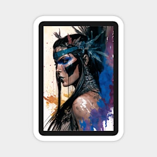 Fierce Native American Priestess Illustration Magnet