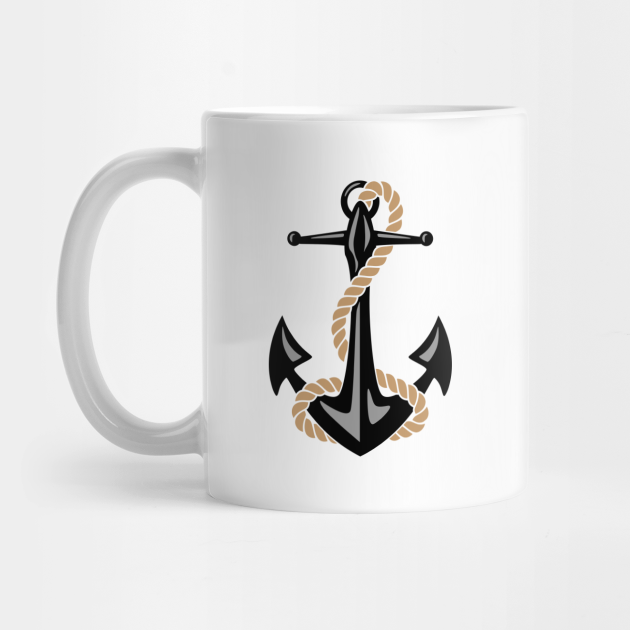 Classic Nautical Anchor And Rope Design Anchor Mug Teepublic Uk
