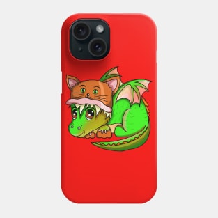 Cute Green Baby Dragon Wearing a Cat Hat Phone Case