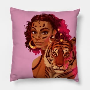 Girl with tiger Pillow