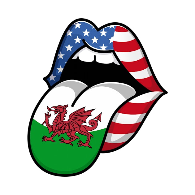 Tongue Welsh Pride Flag of Wales Half American Half Welsh by RW