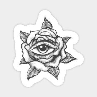 Tattoo with Human Eye inside a Rose flower Magnet