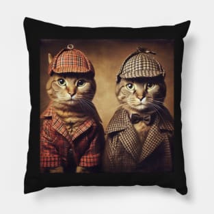 Two tabby cat detectives Pillow