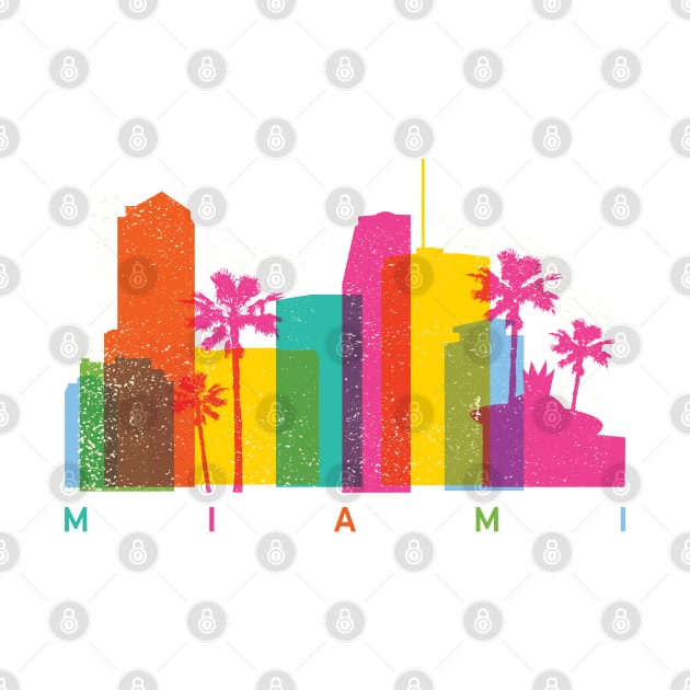 Colorful Miami Theme Park Skyline by RajaGraphica