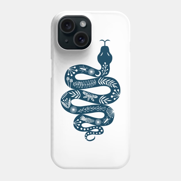 Folk Snake dark blue Phone Case by Maggiemagoo Designs