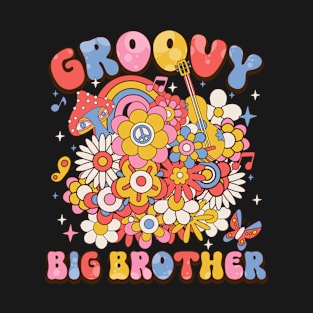 Retro Groovy Big Brother Peace Love Colorful Flower Bday T-Shirt