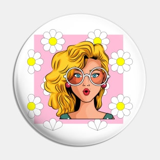 Retro Pop Art Girl Pin