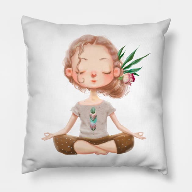 lovely yoga girl Pillow by EveFarb