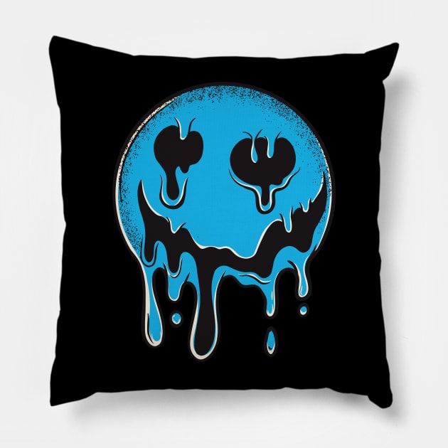 Droopy Smiley Face // Trippy Smile Pillow by SLAG_Creative