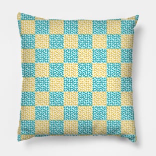 Checkered Love in Turquoise, Yellow, and White Pillow