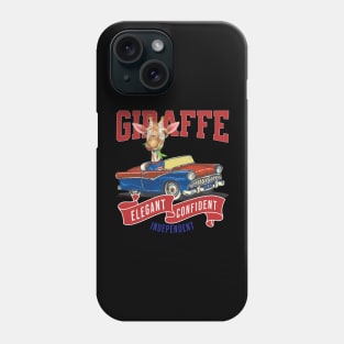 Humor funny Jerry the Giraffe driving vintage retro classic car with red white and blue banner for retro lovers automobile Phone Case