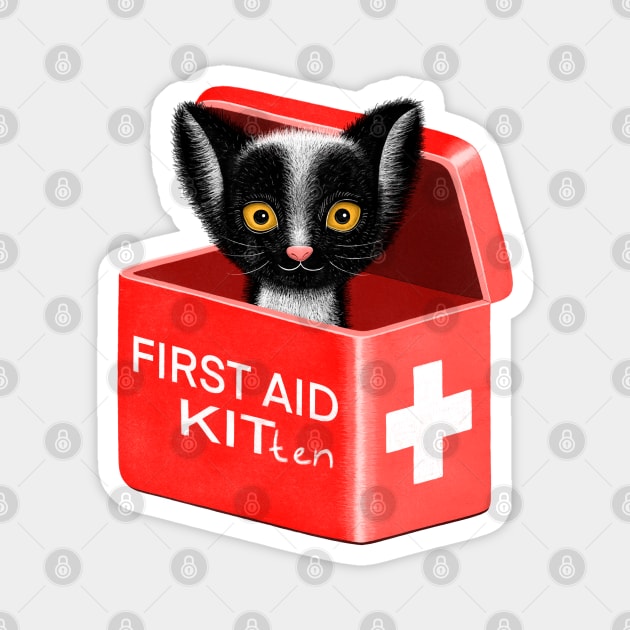 FIRST AID KITten Magnet by DrawingEggen