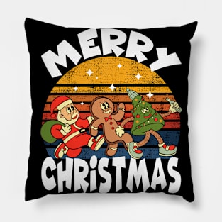 Merry Christmas. Santa Claus, Gingerbread man, Christmas tree Pillow