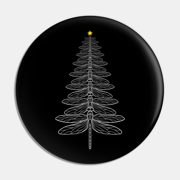 Funny Dragonfly Christmas Tree Pin by lostbearstudios