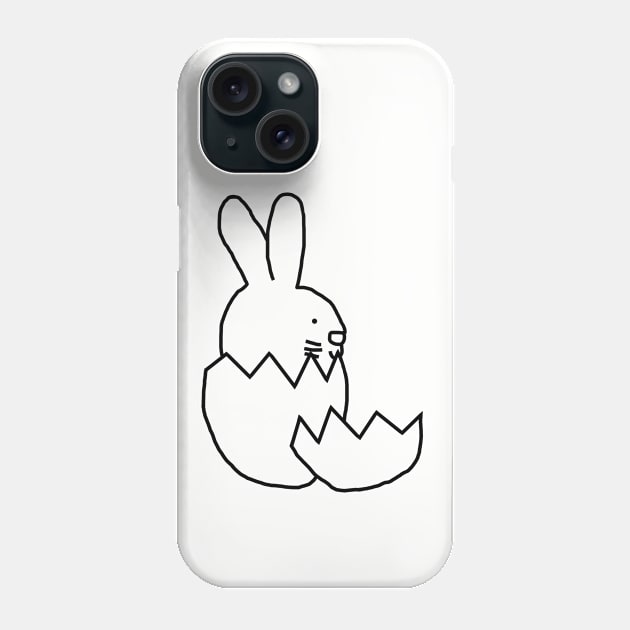 Cute Easter Bunny Hatching from Egg Outline Phone Case by ellenhenryart