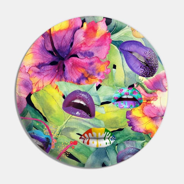 Tropical Lips Collage Pin by Minxylynx4