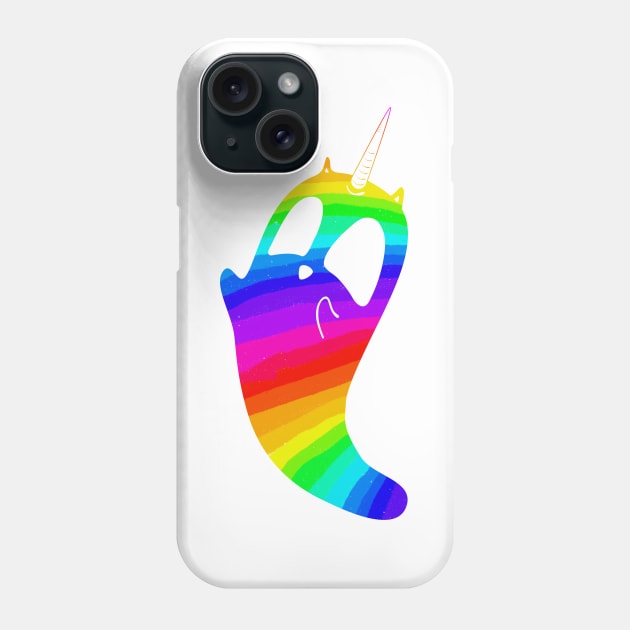 rainbow unicorn cat ghost Phone Case by Surplusweird