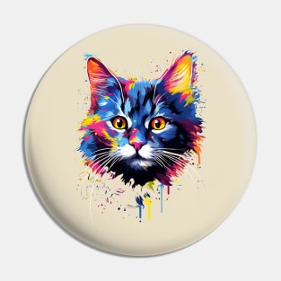 Cat Head in Colors Pin