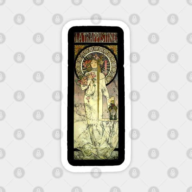 Art Nouveau - La Trappistine Alphonse Mucha Vintage Magnet by AltrusianGrace