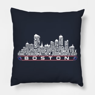 New England Football Team 23 Player Roster, Boston City Skyline Pillow