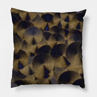 Textured Geometric Bronze and Blue Cones Pillow