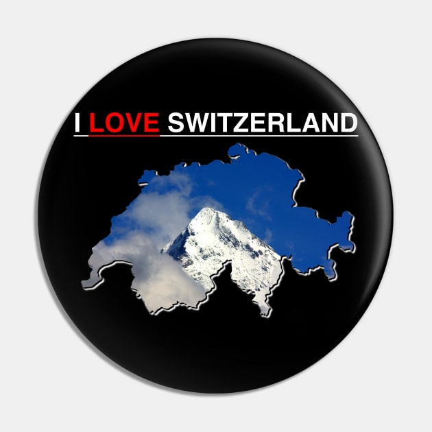 I Love Switzerland Map Snow Capped Mountain Peak Pin by PathblazerStudios