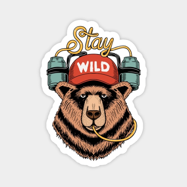 Bear stay wild Magnet by coffeeman