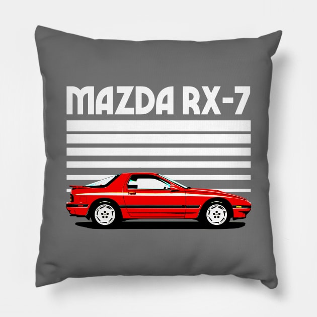 Mazda RX-7 / 80s Japanese Sports Car Lovers Pillow by DankFutura