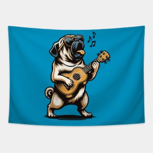 Dog Playing Guitar Singing Pug Funny Pugfather Tapestry