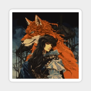 Woman and Fox Yokai Magnet