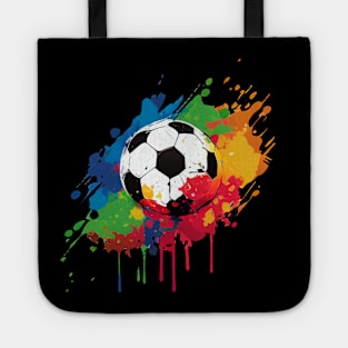 Soccer Ball with Paint Splash Design for Soccer Fans and Players Tote