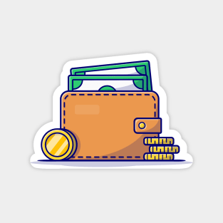 Wallet With Money Cartoon Vector Icon Illustration (2) Magnet