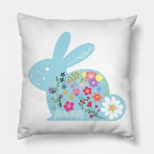 Floral blue rabbit Pillow