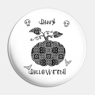 Happy Black and White Halloween Pin