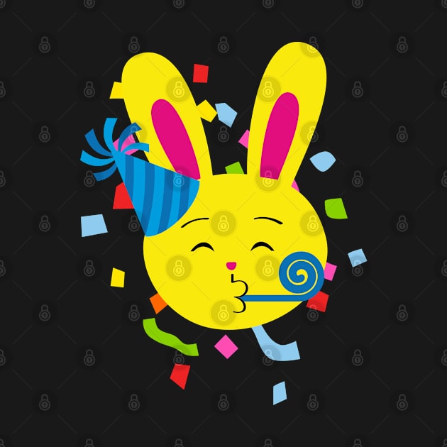 One Tooth Rabbit Emoji Partying Bunny Face by HappyGiftArt