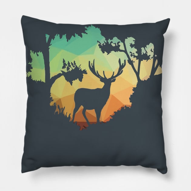 Watching Deer Silhouette in Nature Pillow by parazitgoodz