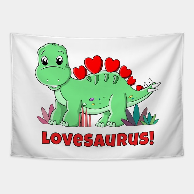 Cute Cartoon Baby Dinosaur Stegosaurus - Lovesaurus Tapestry by brodyquixote