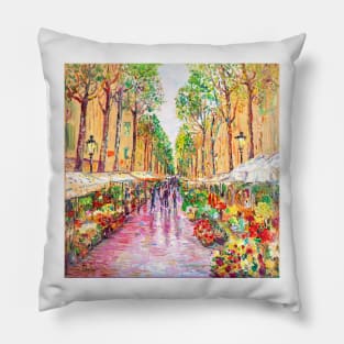 Flower Stalls. La Rambla. Barcelona Pillow