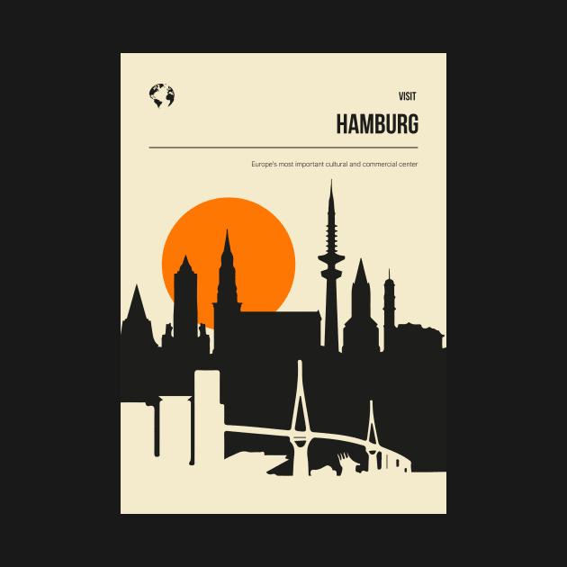 Hamburg Vintage Book Cover Travel Poster by jornvanhezik