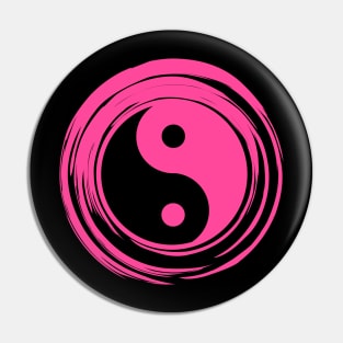 Hot Pink Color Yin Yang Symbol For Balance Pin