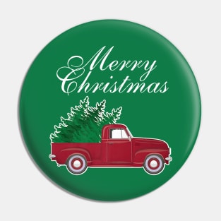 Vintage Red Truck Christmas Tree Pin