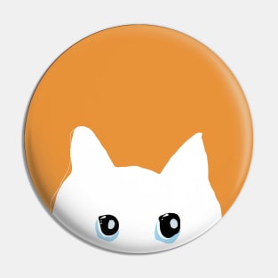 White Cat Face Pin