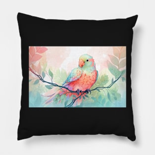 Whimsical and Cute Watercolor Bird Pillow